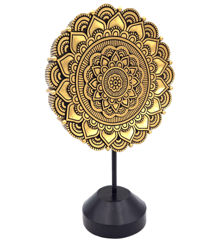 Figurină Mandala ovală, 35cm - decorațiune budistă aurie cu posibilitate de personalizare prin gravură
