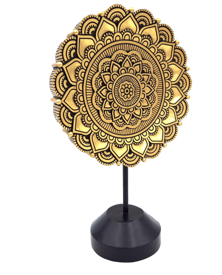 Figurină Mandala ovală, 35cm - decorațiune budistă aurie cu posibilitate de personalizare prin gravură