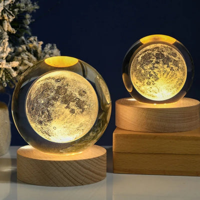 Glob de sticlă 3D Luna, cu gravură