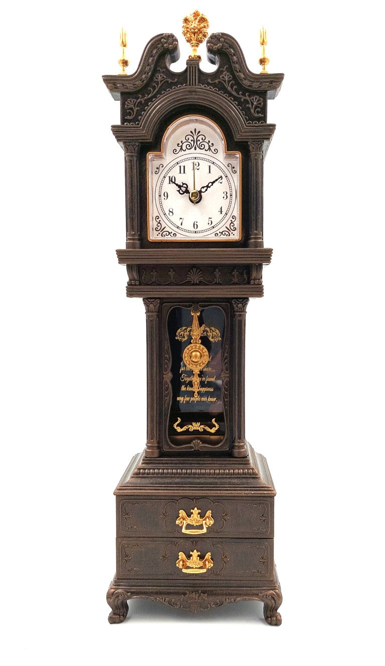 Ceas de bunic retro cu cutie muzicală și gravură personalizată, casetă elegantă pentru obiecte mici, înălțime 37,5 cm, cadou ideal în stil vintage