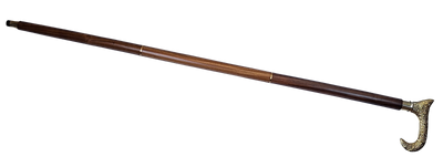 Drewniana Laska do Chodzenia ze Złotą Rączką - Składana - Elegancki Prezent z Możliwością Personalizacji Grawerem - 91,5 cm, Brązowa z Mosiężnym Uchwytem
