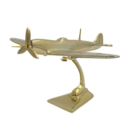 Model de avion de vânătoare Spitfire din aluminiu, în culoare aurie, personalizabil prin gravură
