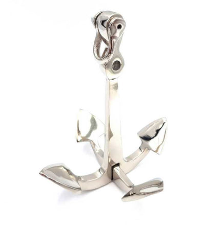 Ancoră metalică 20 cm argintie, cu posibilitate de gravare - decorațiune nautică de oferit cadou iubitorilor mării și ai navigației