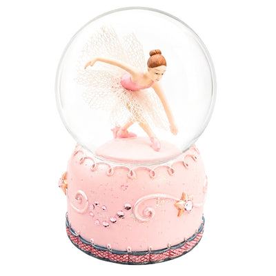 Balerină dansatoare în glob de sticlă 12cm cu posibilitate de personalizare prin gravură - decorațiune elegantă pastelată, cadou pentru iubitorii de balet, realizată din polirășină și sticlă