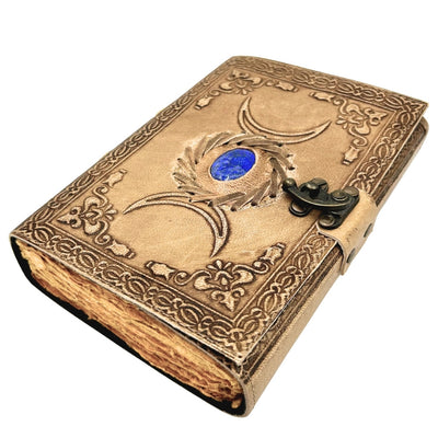 Jurnal din piele retro cu piatră și fazele Lunii