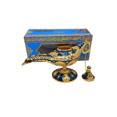 Lampa lui Aladin LABB cu ornamente metalice de culoare aurie, albastru marin închis, 22 x 7 x 11 cm