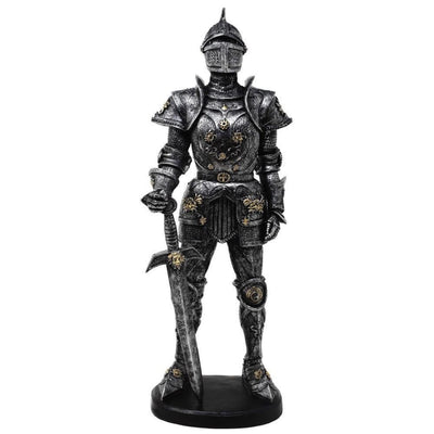 Figurină decorativă cavaler în armură 39cm argintie, cu posibilitate de personalizare prin gravură