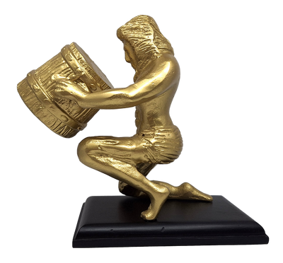 Złota figurka dekoracyjna Wodnik AQU2 z możliwością personalizacji grawerem, idealny prezent na każdą okazję, wysokość 18 cm, elegancki design z aluminium