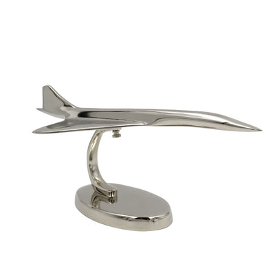 Model metalic de avion Concorde în culoare argintie, personalizabil prin gravură