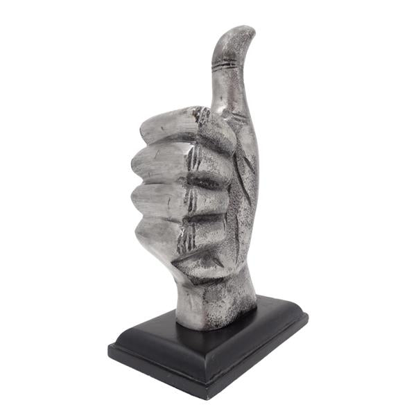 Figurină decorativă deget mare „OK” din aluminiu, 20 cm, cu posibilitate de personalizare prin gravură