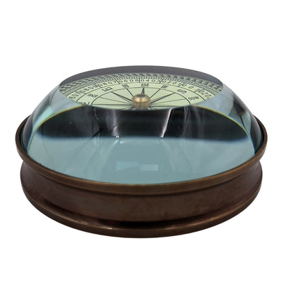 Busolă lenticulară retro din alamă, replică cu gravură – cadou personalizat pentru călător, stil marinăresc, dimensiuni 8x8x2,7 cm, alamă și sticlă, proverb inspirațional
