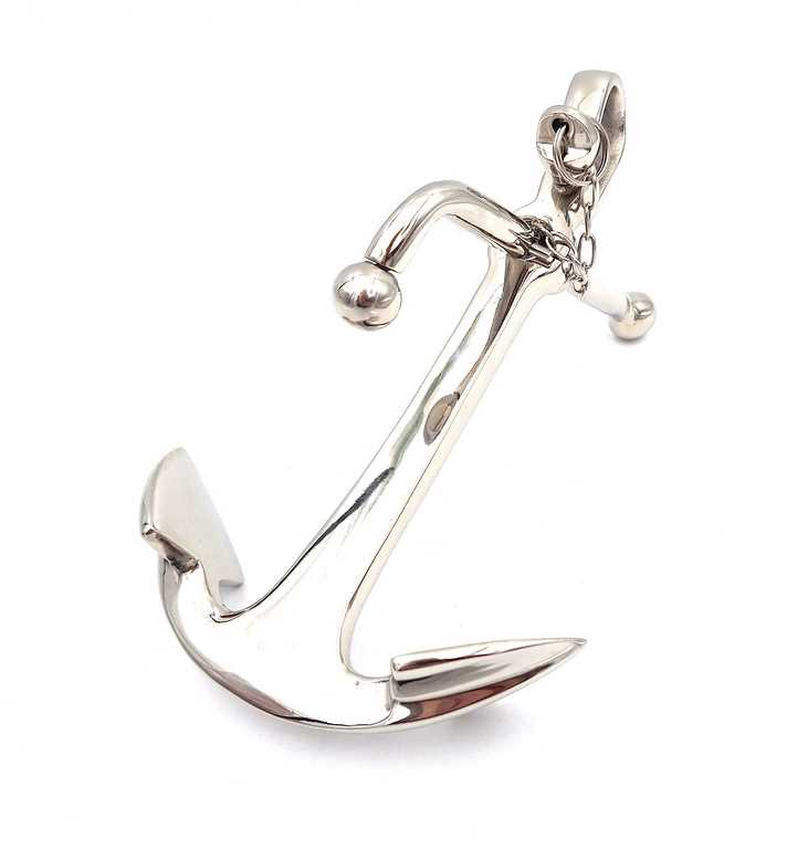 Ancoră metalică 20cm argintie, cu posibilitate de gravare - ideală ca dar pentru iubitorii mării și ai navigației - decorațiune nautică stilată pentru interior