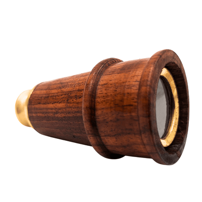Lunetka Retro Mosiężno-Drewniana HT021 z Możliwością Grawerowania – Elegancka Dekoracja na Prezent w Stylu Vintage, Marynistycznym, Długość 18 cm