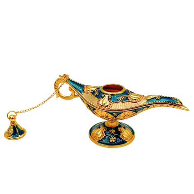Lampă metalică Aladdin albastru-închis și aurie, 12cm, cu posibilitate de personalizare prin gravură