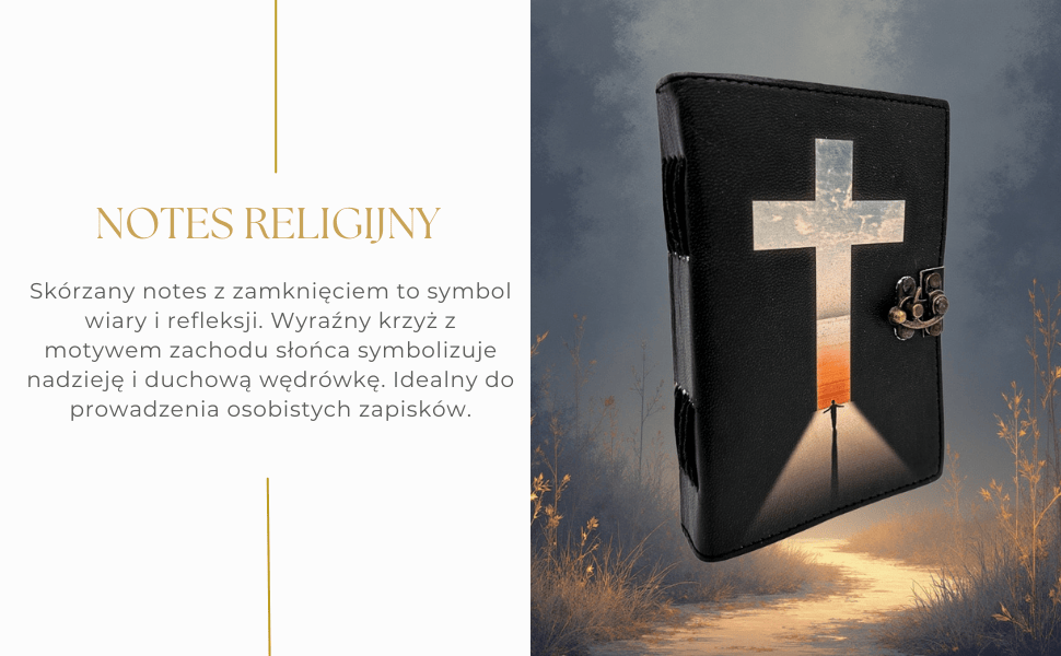 Notes Skórzany Krzyż Religijny Modlitewnik z Grawerem
