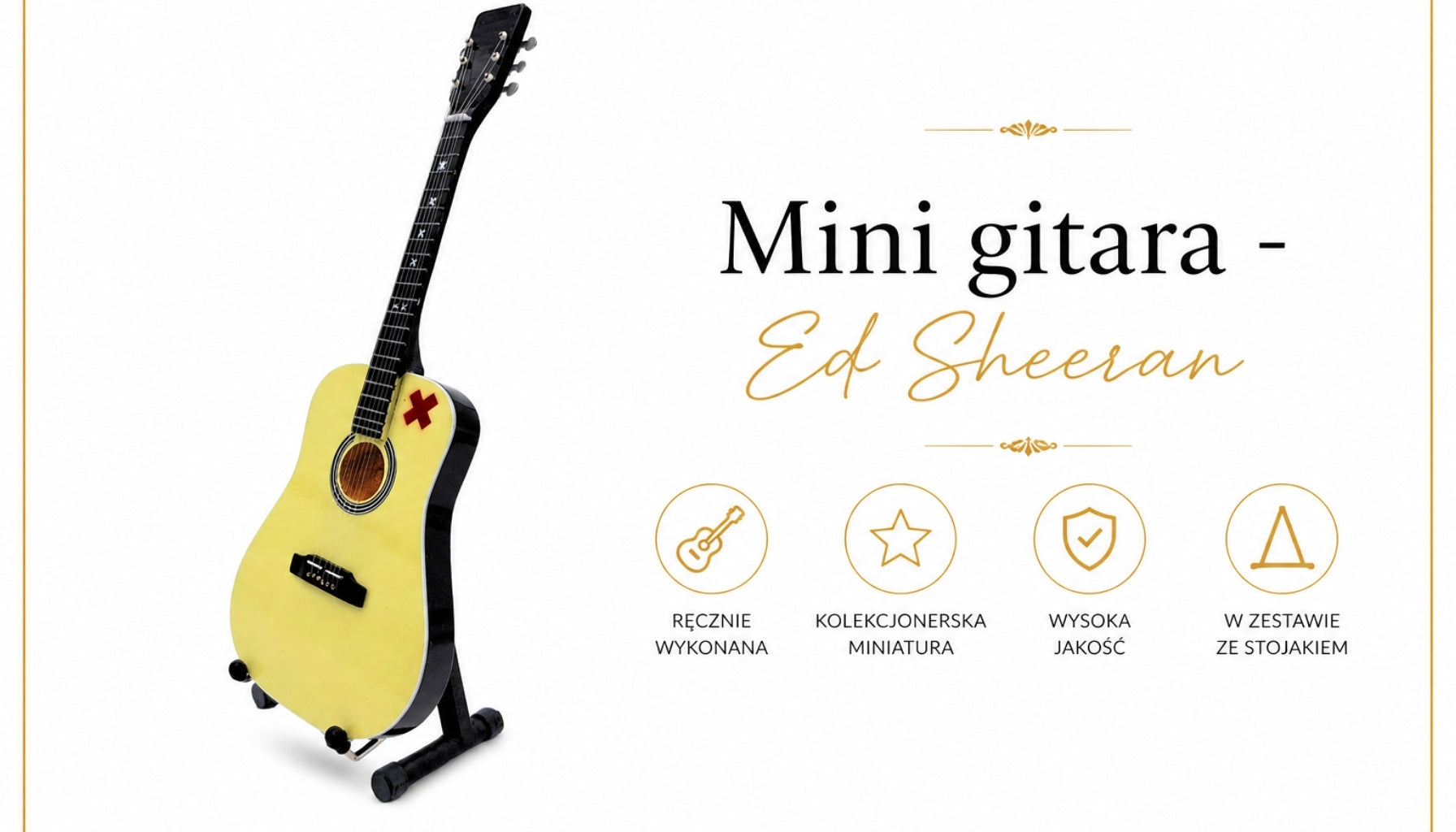Mini chitară Ed Sheeran 27,5 cm din mahon, cu posibilitate de personalizare prin gravură