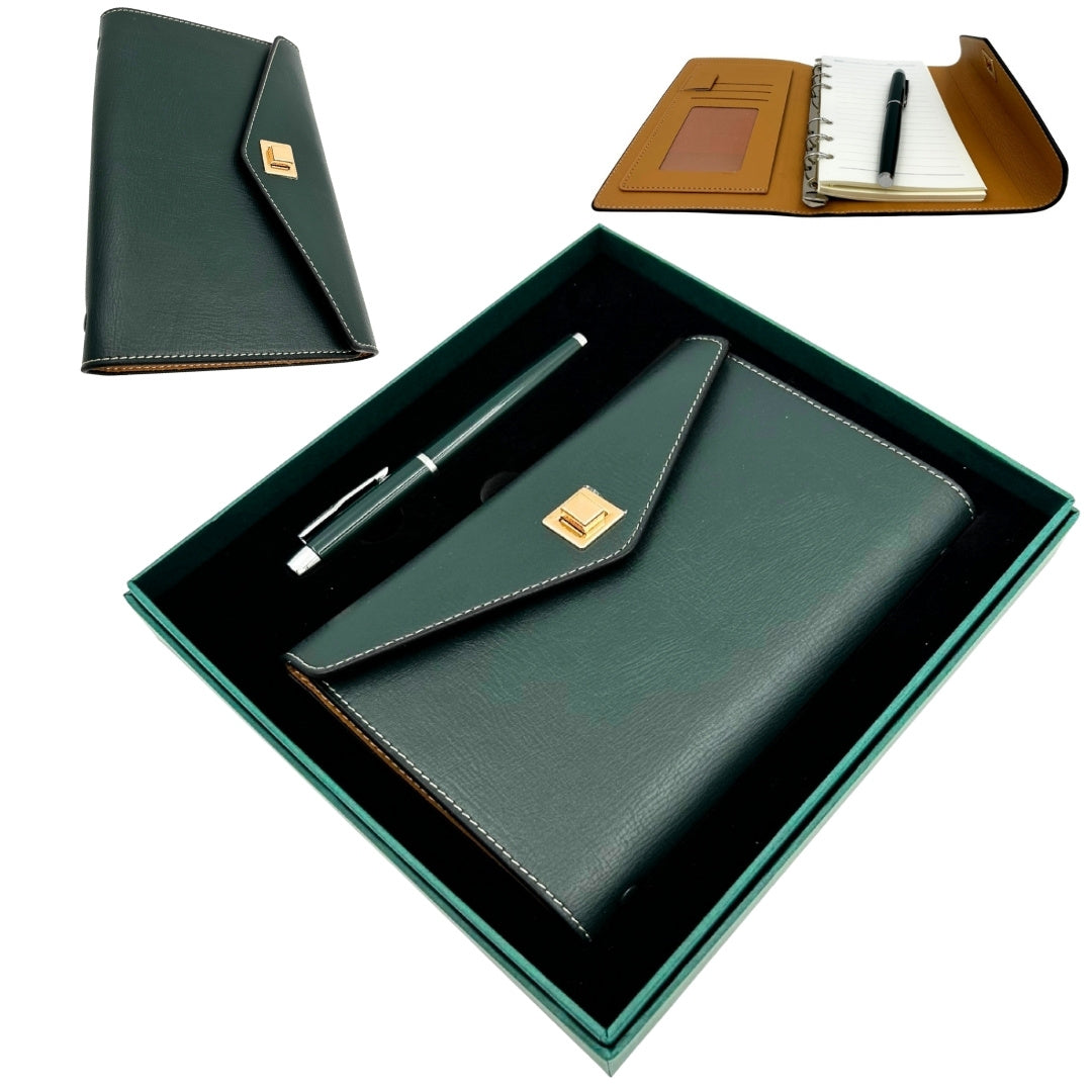 Set cadou elegant cu gravură personalizată - carnet din piele A6 cu pix de înaltă calitate în cutie de cadou luxoasă
