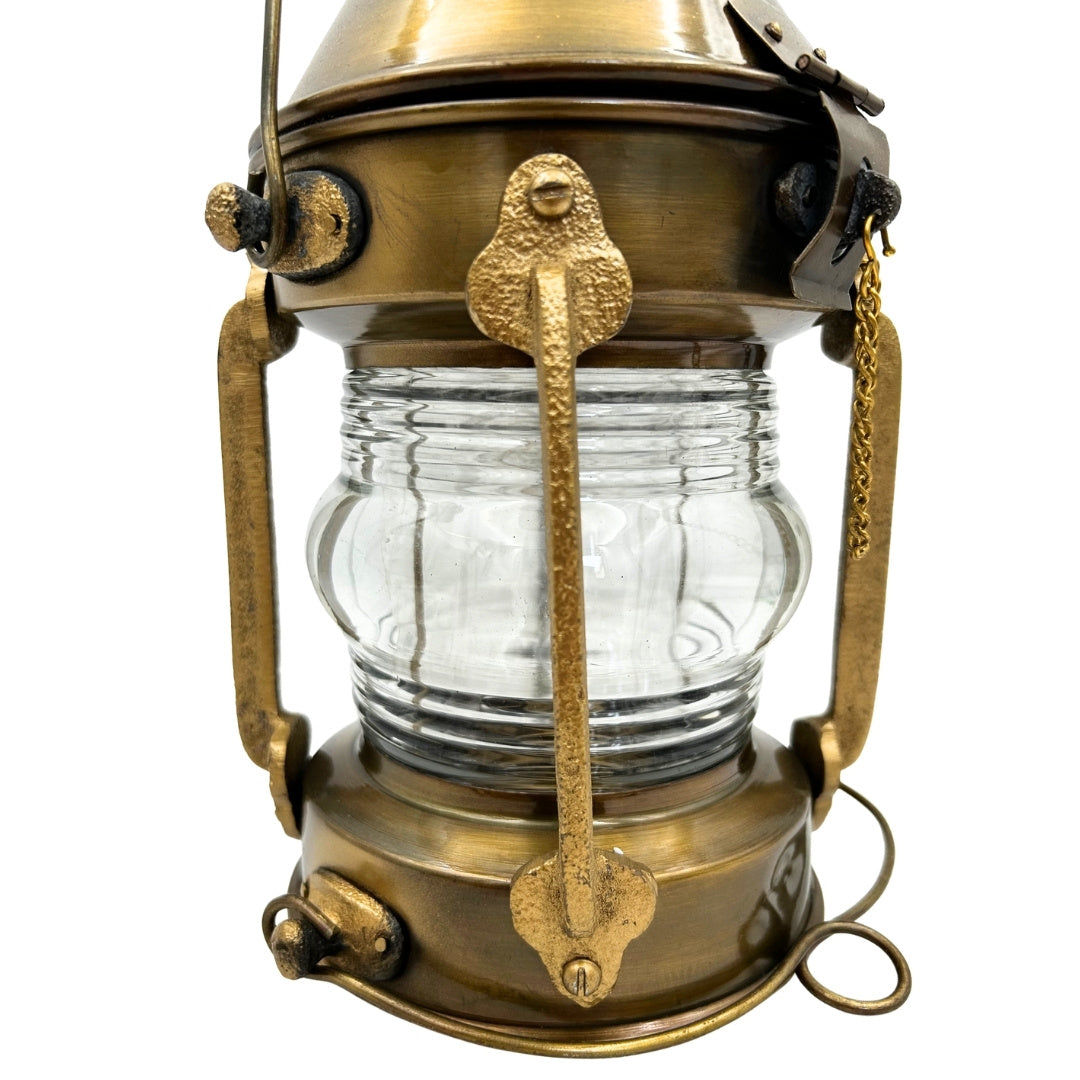 Lampă marinărească metalică retro 34cm, cu posibilitate de personalizare prin gravură, în culoarea alamei învechite