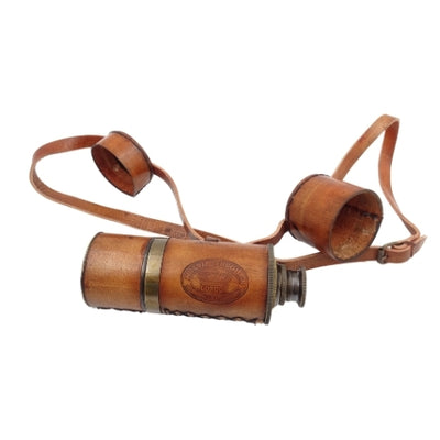 Lunetă retro din alamă cu curea din piele NC1596, cu posibilitate de personalizare prin gravură