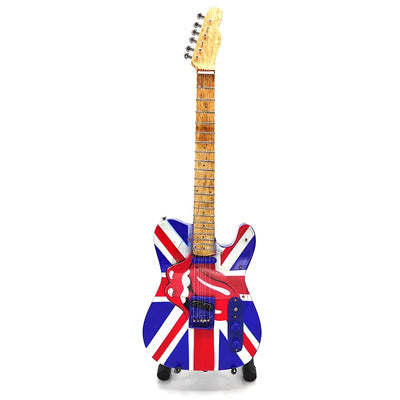 Mini chitară de colecție Rolling Stones UK&Tongue MGT-2301B din lemn de mahon, posibilitate de personalizare prin gravură, cadou ideal pentru orice ocazie, înălțime 27,5 cm