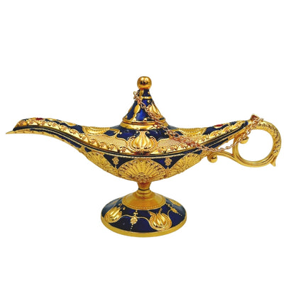 Lampa lui Aladin LABB cu ornamente metalice de culoare aurie, albastru marin închis, 22 x 7 x 11 cm