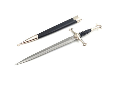 Replică de pumnal cavaleresc medieval 35 cm din oțel inoxidabil, cu teacă ornamentală