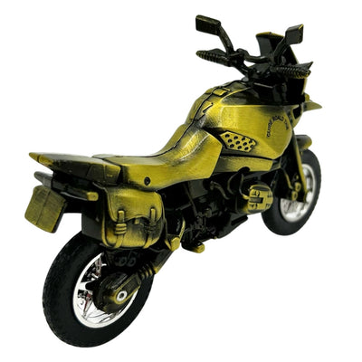 Model de motocicletă metalică HJ1 în culoare verde închis, cu posibilitate de personalizare prin gravură