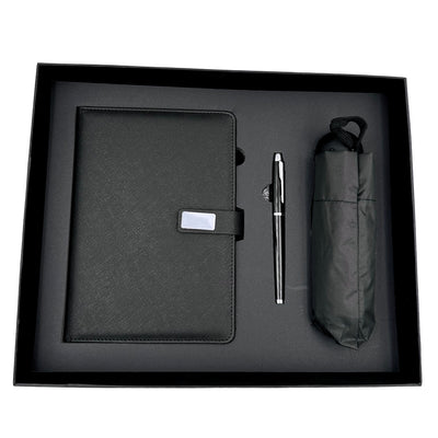 Set cadou elegant - carnet din piele cu umbrelă și pix în cutie cadou - EE12