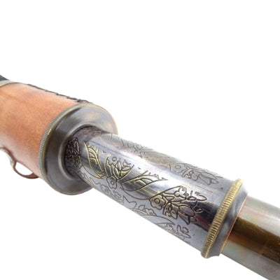 Lunetă retro din alamă cu curea din piele NC1596, cu posibilitate de personalizare prin gravură
