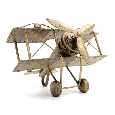 Avion biplan retro NC1389 din metal, cu posibilitate de personalizare prin gravură