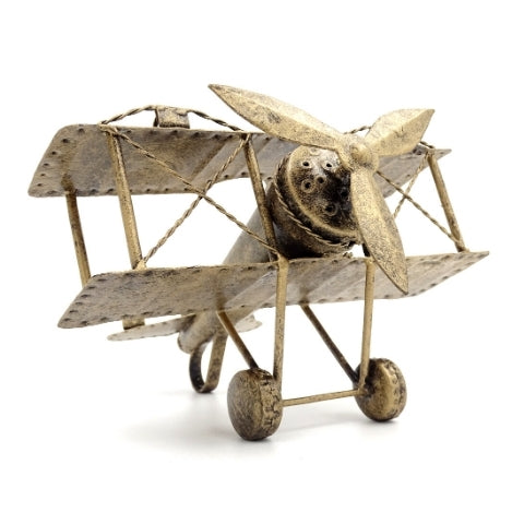 Avion biplan retro NC1389 din metal, cu posibilitate de personalizare prin gravură