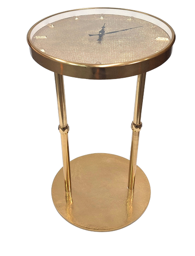 Măsuță metalică aurie glamour cu ceas – Decorațiune frumoasă – 1056A