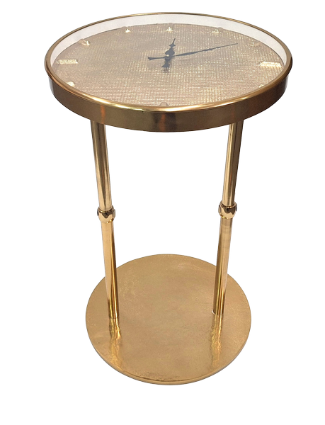 Măsuță metalică aurie glamour cu ceas – Decorațiune frumoasă – 1056A