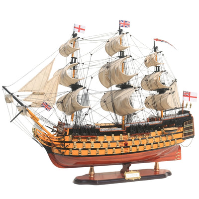 Model Żaglowca HMS Victory 80cm Złożony z Możliwością Personalizacji Grawerem - Ekskluzywna Dekoracja na Prezent, Ręcznie Wykonany z Drewna Egzotycznego, Wysoka Jakość i Dbałość o Szczegóły