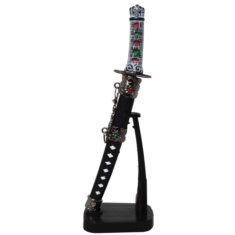 Cuțit de hârtie personalizat în formă de sabie de samurai, cu gravură pe suport, înălțime 21 cm