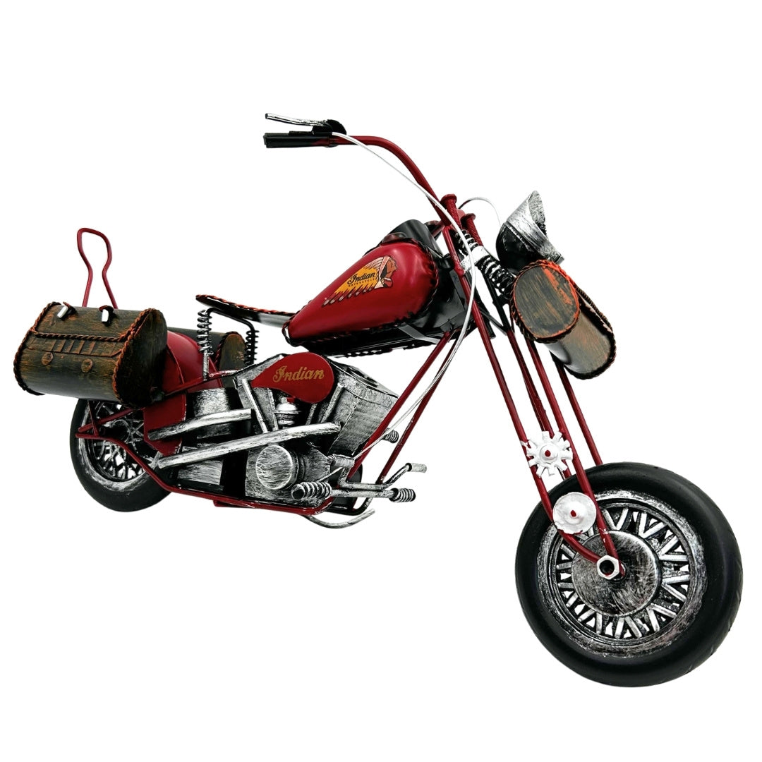 Duży Metalowy Model Klasyczny Motocykl Chopper w Kolorze Czerwonym z Możliwością Personalizacji Grawerem