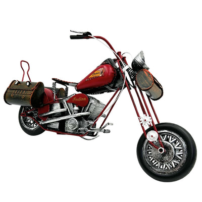 Model metalic mare de motocicletă clasică Chopper, în culoare roșie, cu posibilitate de personalizare prin gravură