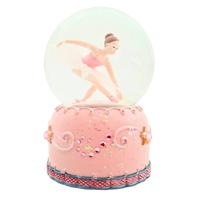 Balerină dansatoare în glob de sticlă 12cm cu posibilitate de personalizare prin gravură - decorațiune elegantă pastelată, cadou pentru iubitorii de balet, realizată din polirășină și sticlă