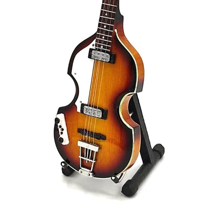 Mini chitară bas în stil Paul McCartney, MGT-2028, mahon, posibilitate de personalizare prin gravură, ideală pentru cadou, înălțime 27,5 cm