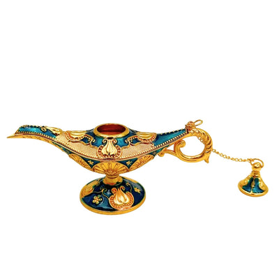 Lampă metalică Aladdin albastru-închis și aurie, 12cm, cu posibilitate de personalizare prin gravură