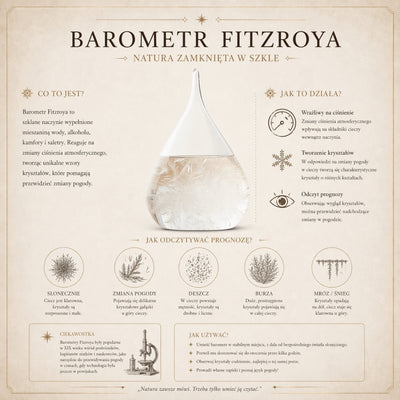 Barometru de furtună Fitzroy în suport din lemn - Picătură Storm Glass – BAW1