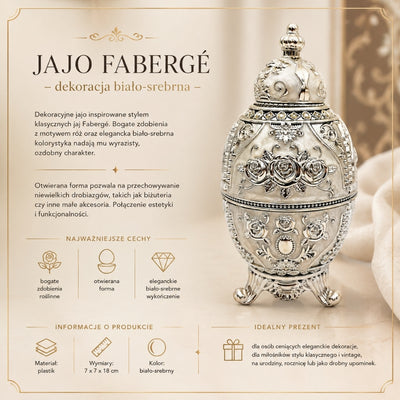 Ou Fabergé argintiu, cu deschidere, cu posibilitate de gravare