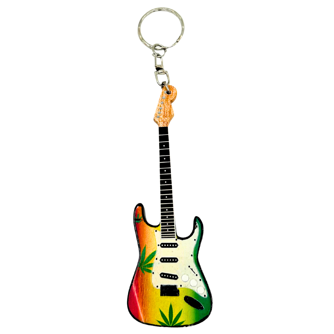 Breloc chitară Bob Marley Reggae, din mahon, cu posibilitate de personalizare prin gravură
