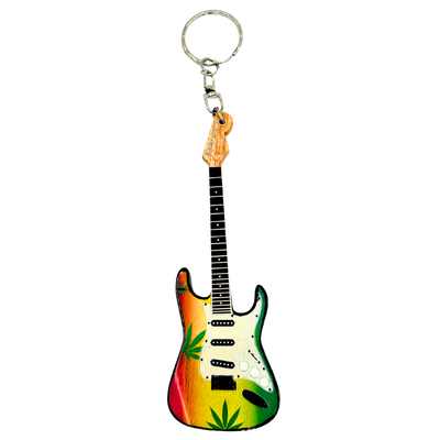 Breloc chitară Bob Marley Reggae, din mahon, cu posibilitate de personalizare prin gravură