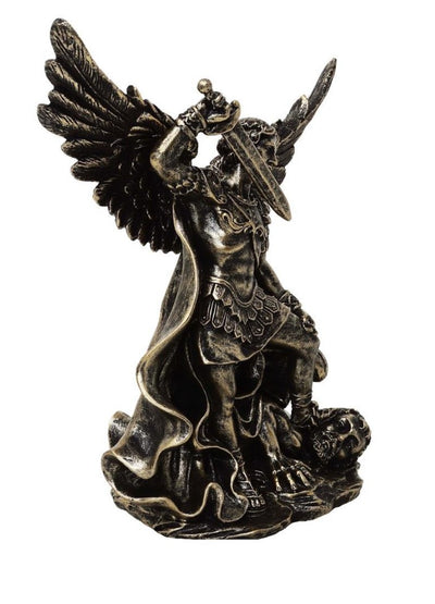 Figurină Sfântul Mihail luptând cu dragonul, din poliresină, 13,5 cm, cu posibilitate de personalizare prin gravură