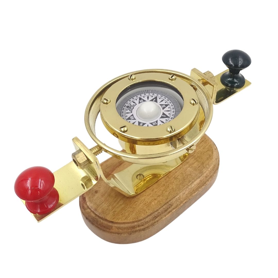 Compas naval cardanic retro NC1615 din alamă, cu posibilitate de personalizare prin gravură