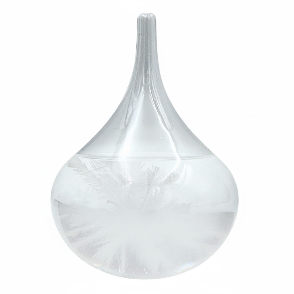 Barometru de furtună Fitzroy - Picătură Storm Glass cu posibilitate de personalizare prin gravură - cadou elegant în formă de picătură, înălțime 11 cm, recipient din sticlă cu cristale unice care reacționează la schimbările vremii