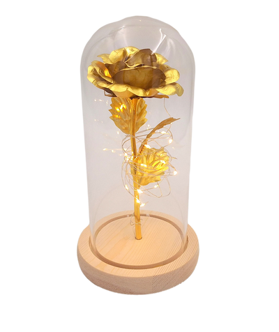 Lampă de veghe LED Trandafir, cu posibilitate de personalizare prin gravură, cadou romantic, înălțime 21,5 cm, lumină delicată, decorațiune ideală pentru dormitor