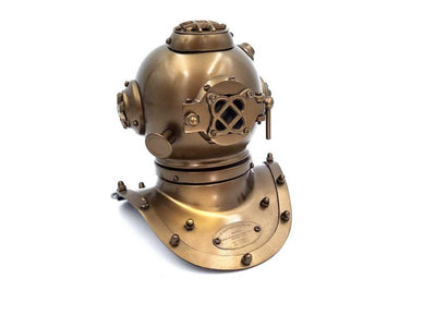Cască de scafandru US Navy NC2084B aurie, din alamă, cu posibilitate de personalizare prin gravură