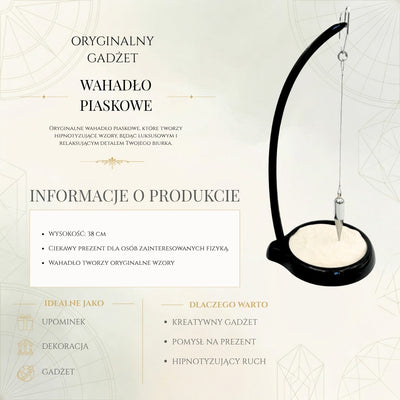 Pendul cu nisip Sand Pendulum cu gravură - decorațiune inspirațională 38cm cu nisip cinetic
